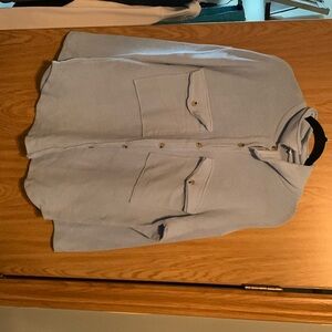 Lightweight baby blue button up French terry